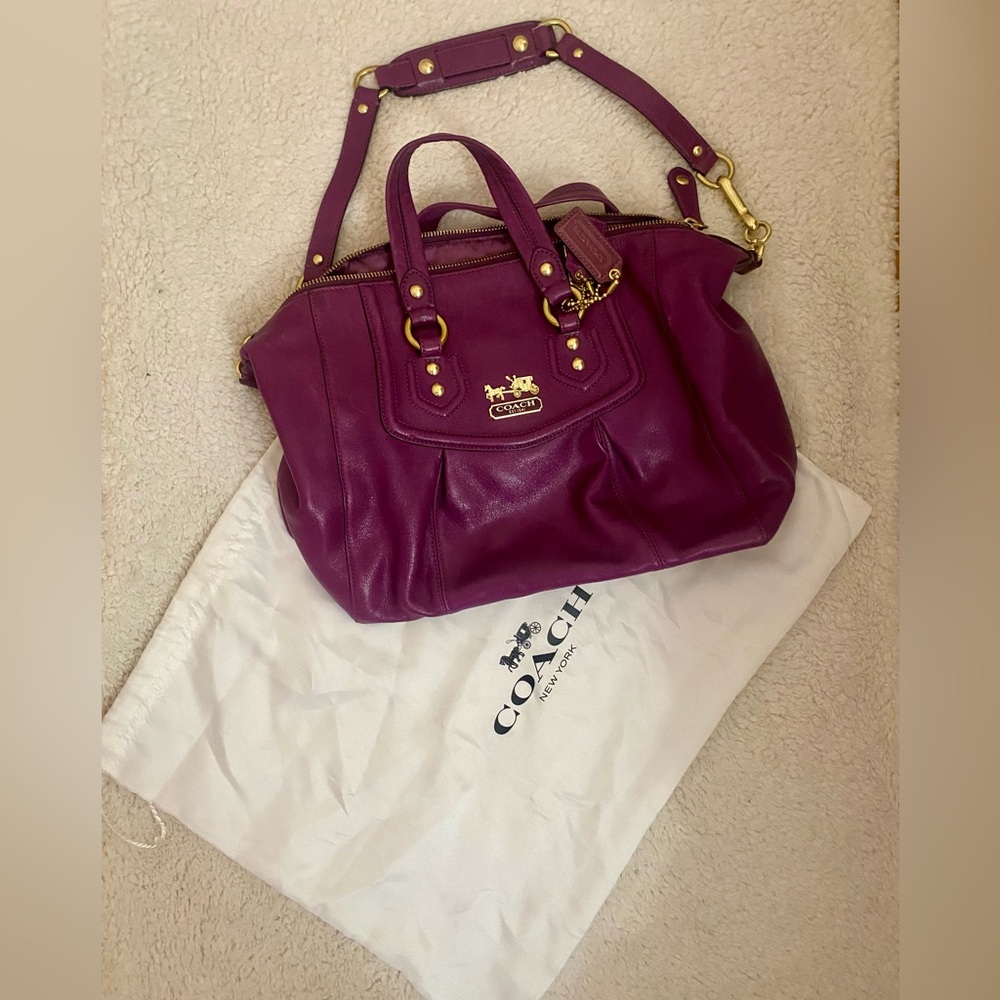 Coach Maroon Leather Satchel with Gold Accents (COMES WITH DUST BAG)
